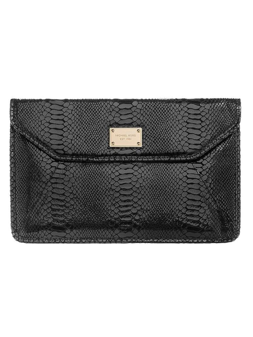 2/$15 Michael Kors Large Envelope Clutch MacBook Air Sleeve Black Python
